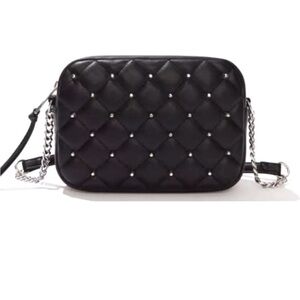 Rebecca Minkoff Diamond Quilt Studded Top-Zip Crossbody Bag Black